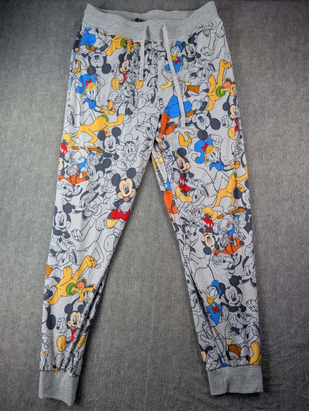Disney Mickey Mouse & Friends Gray All Over Print Jogger Sweatpants Medium